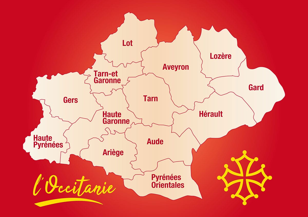 Carte des départements d’Occitanie